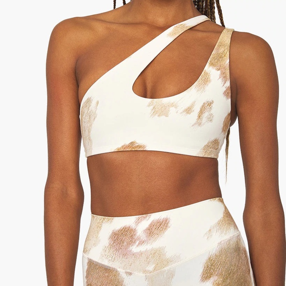 WeWoreWhat cowhide biker set with asymmetrical bra  NWT